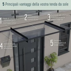 Canopia Aquila Pensilina Da Esterno 150X91 cm Trasparente