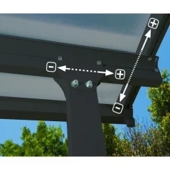 Canopia Feria Pergola Addossata in Alluminio 3X8.5 m Grigio