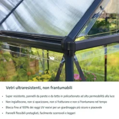 Canopia Harmony Trasparente Serra Da Giardino in Policarbonato 126X185X208 cm Argento