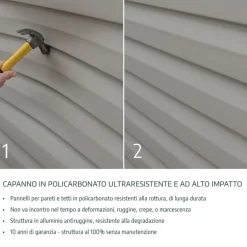 Canopia Rubicon Casetta Da Giardino in Policarbonato Ultra Resistente 303X237X235 cm Grigio Scuro