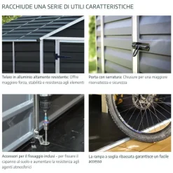 Canopia Yukon Casetta Da Giardino in Policarbonato 643X332X252 cm Grigio Pavimento Incluso