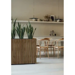 Fioriera Alta Herstera DECO PLANTER DIVIDER 25 in Metallo colore Nero e Legno 100x25x80 cm