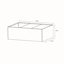 Fioriera Bassa Herstera PLANTER EDGE in Metallo colore Antracite 150x100x50 cm