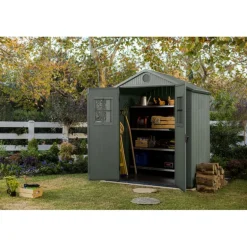 Keter Casetta da Giardino in Resina DARWIN 6x4 Green con Finestre Frontali