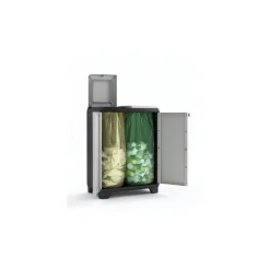 Keter Split Cabinet Recycling Premium - Armadio Per La Raccolta Differenziata Con Piedini E Apertura A Pressione - 68X39X92H