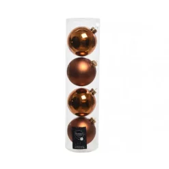 Palline di Natale da Appendere in Vetro 10 cm Rame. Set di 4