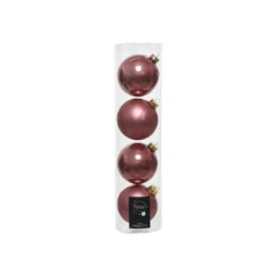 Palline in vetro da appendere Rosa Velvet dim 10 cm Box da 4