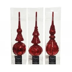 Puntale in vetro 31 cm rosso. Pezzo Singolo