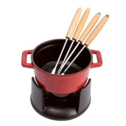 Set Mini Fondute 10 cm Rosso in Ghisa